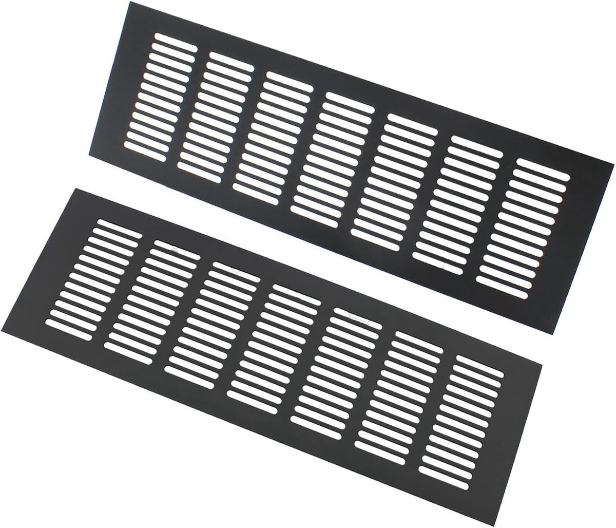 Ventilatie rooster - Louvered grill - Ventilatie verbeteren - Corrosiebestendig aluminium - 100x300mm - Zwart
