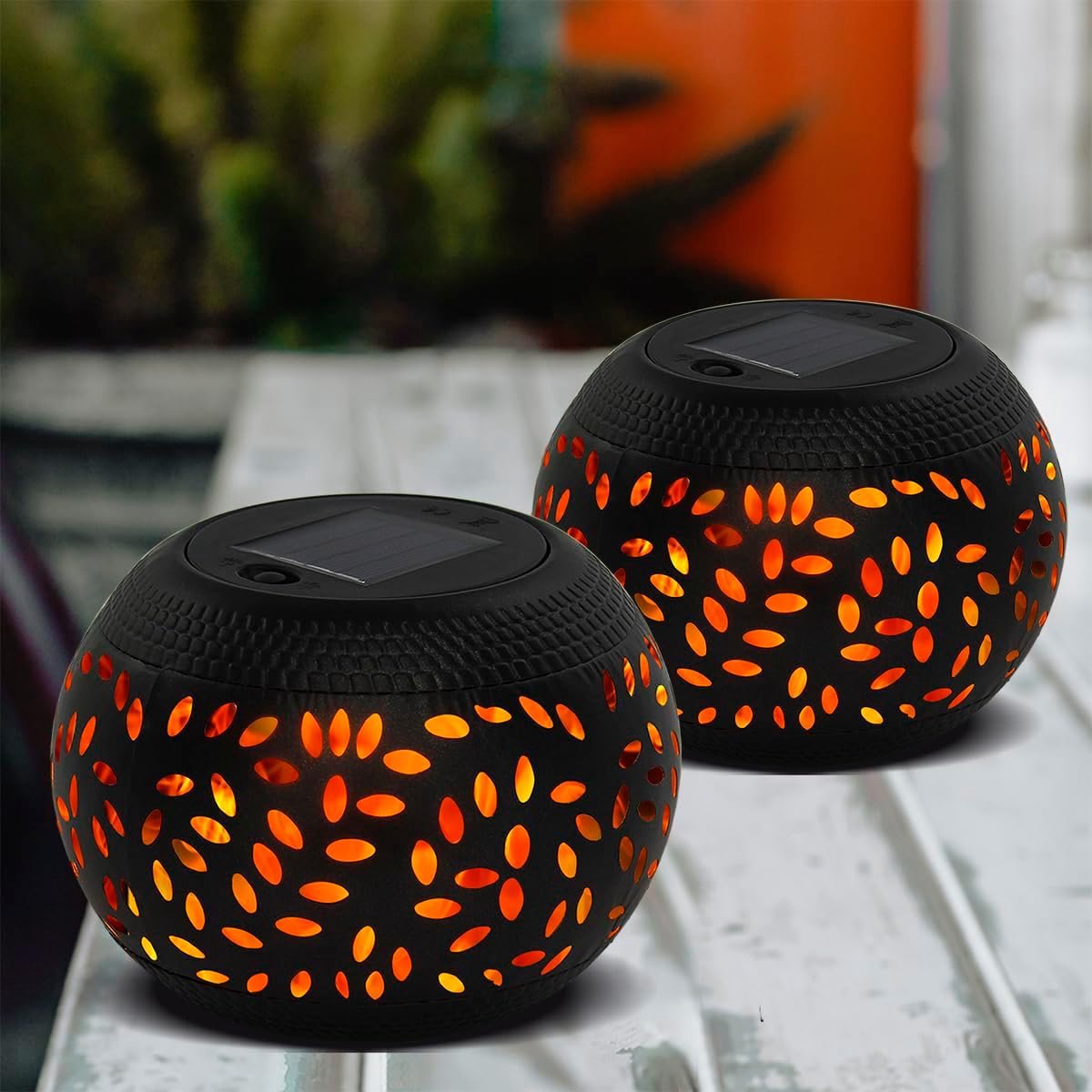 Zonne-tafellantaarn - Buitenlamp - Sfeervol Verlichten - Dansend Vlam Effect - 15 cm Hoog 