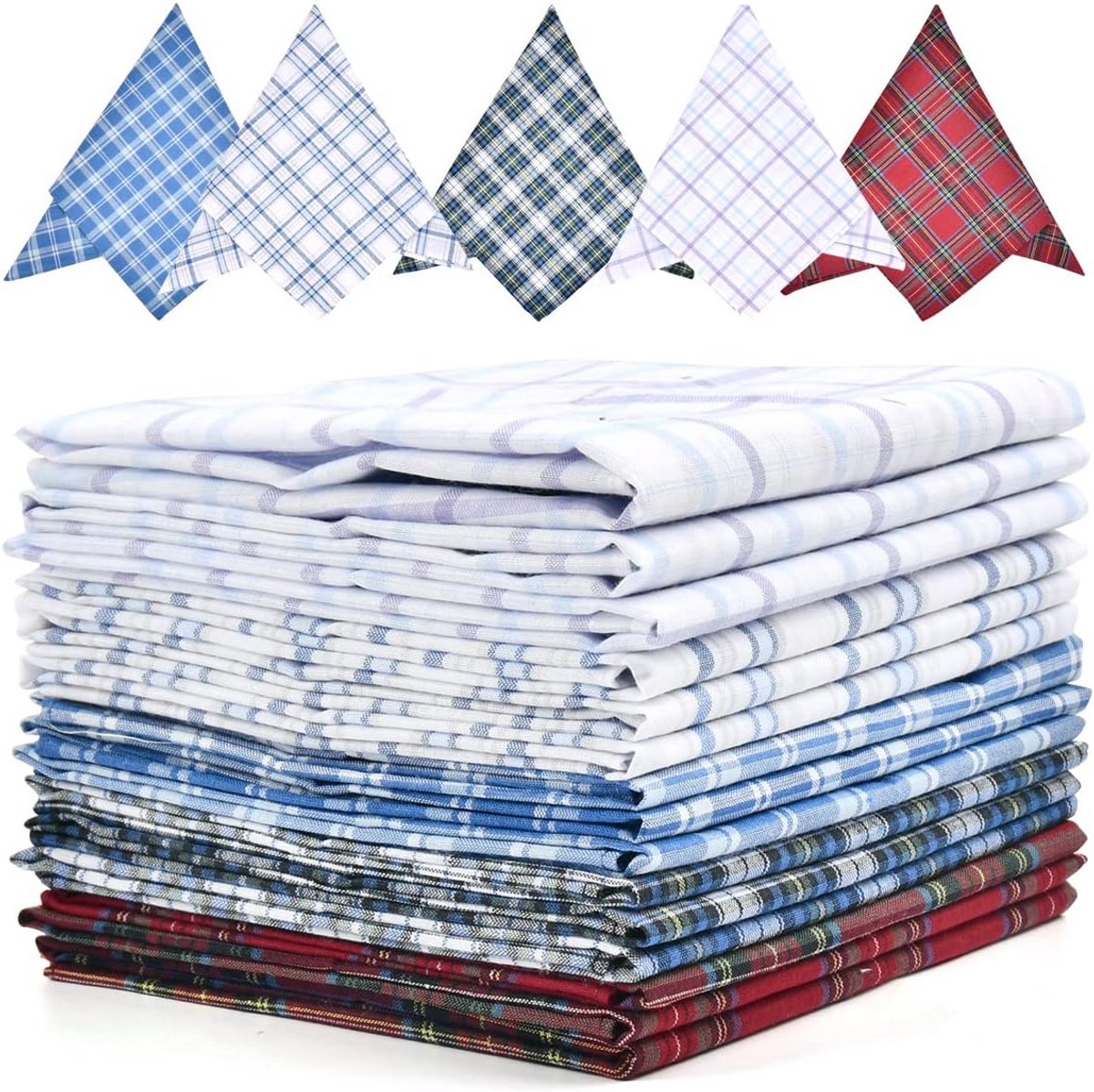 Heren Zakdoeken - Katoenen zakdoeken - Dagelijks gebruik - Zacht en absorberend - 15 stuks - Assorti