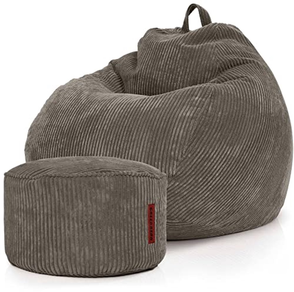 Zitzak Set - Poef Voetsteun - Ontspannen Zitten - Zachte Ribstof - 90 x 110 cm - Antraciet