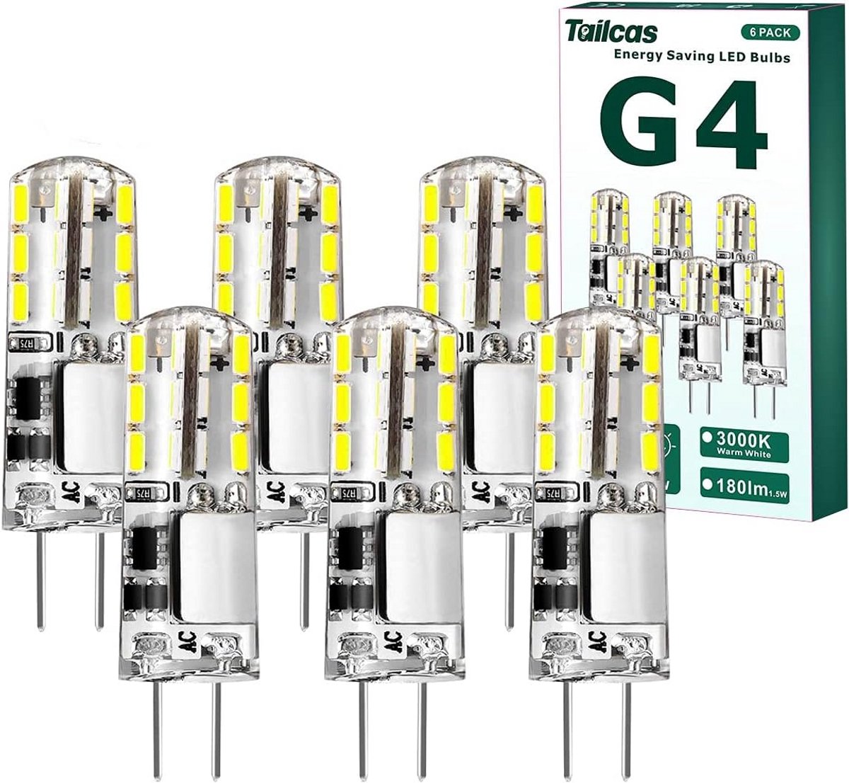 G4 LED Lampen - Spotjes 12V - Energie Besparen - Koel Wit Licht - 6 Stuks - Wit