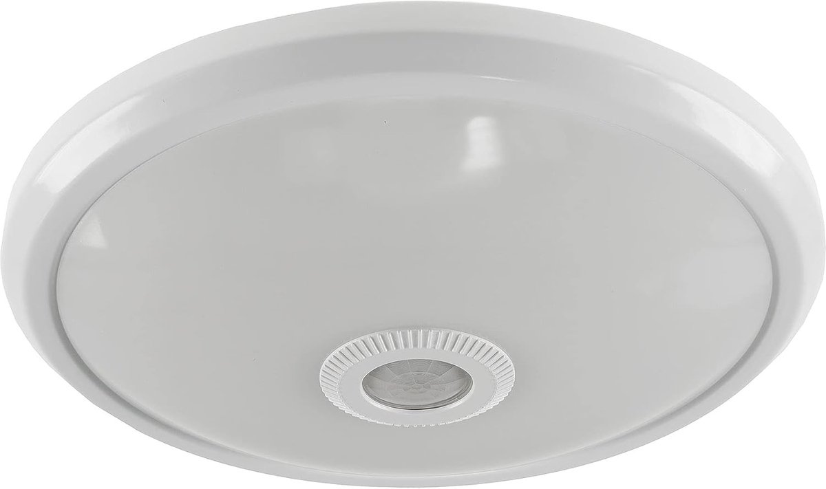 Ronde Plafondlamp met Bewegingsmelder 29cm 12Watt en 360° Sensor - Warm en Wit Licht