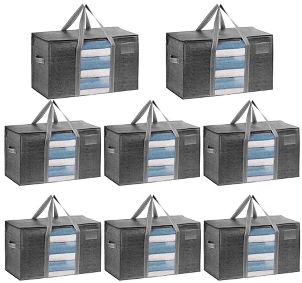 Verhuiszakken Set - Opbergzakken - Spullen Verhuizen - Staat Rechtop - 8 Stuks - Donkergrijs