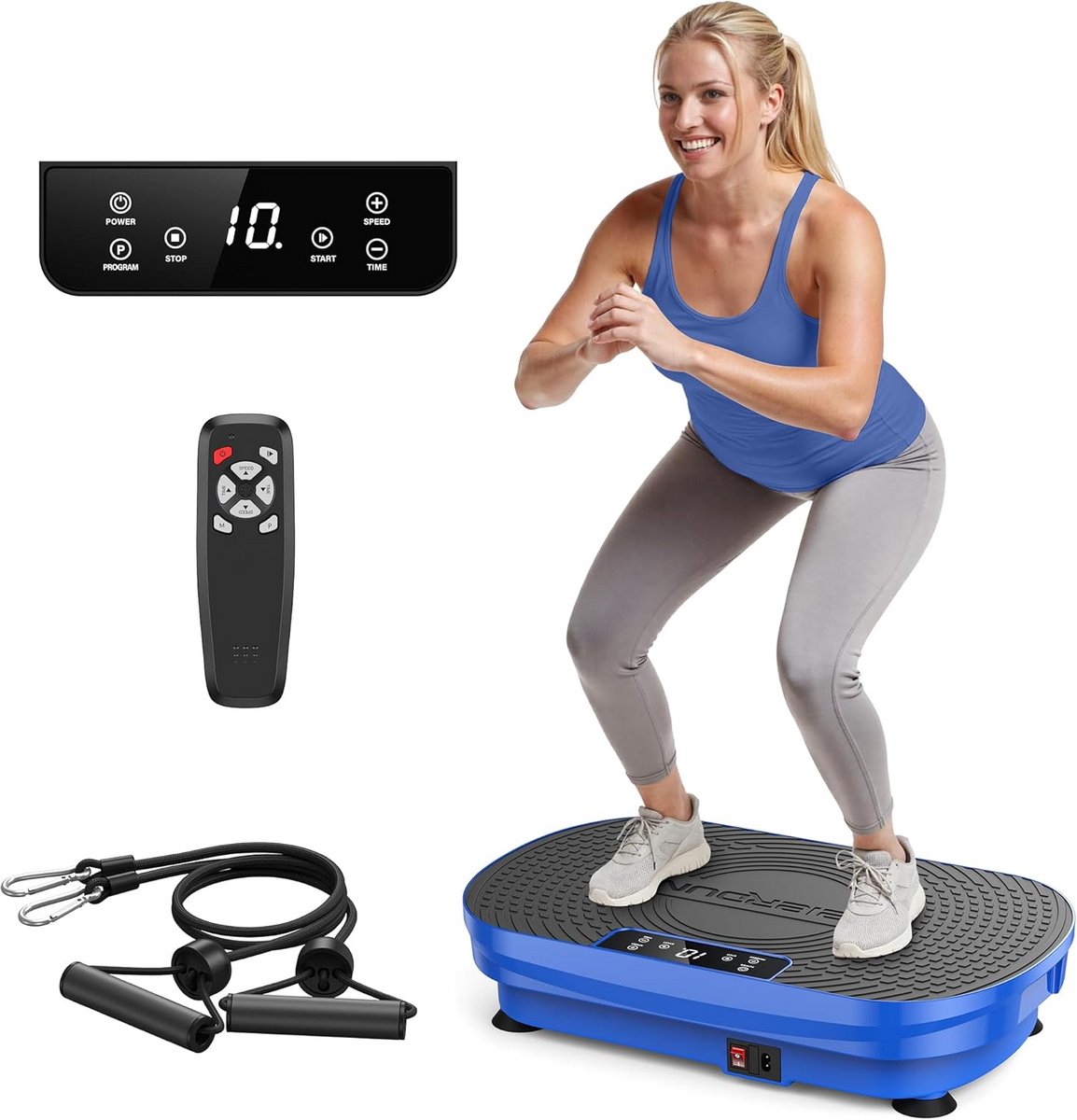 Trilplaat Oefenmachine - Krachtplaat Platform - Lichaamsvorming Fitness - Met Weerstandsbanden - 150 kg Draagvermogen - Zwart