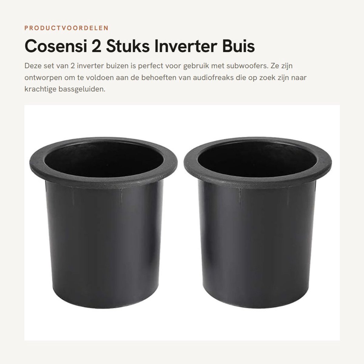 Dailygoods - 2 Stuks Inverter Buis voor Subwoofers met Knaagdier Resistent Net