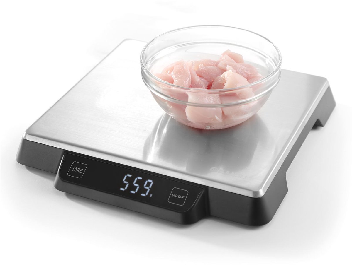 Bol.com HENDI Keukenweegschaal – 15 kg capaciteit – roestvast staal – nauwkeurig tot 1g – aanraakgevoelig – auto-tarra aanbieding