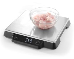 HENDI Keukenweegschaal – 15 kg capaciteit – roestvast staal – nauwkeurig tot 1g – aanraakgevoelig – auto-tarra