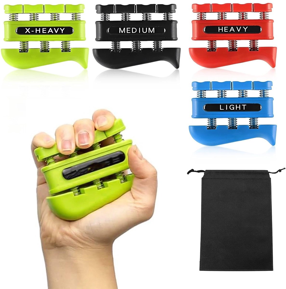 Dailygoods- Handtrainer 4 stuks - Vingertrainer - Grijpkrachttrainer - ABS Kunststof - Verstelbare handgreep - Slijtvast en lichtgewicht