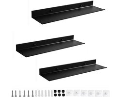Zwevende Planken - Wandplanken Set - Ruimte Organiseren - Dubbele Installatie Opties - Set van 3 stuks - Zwart