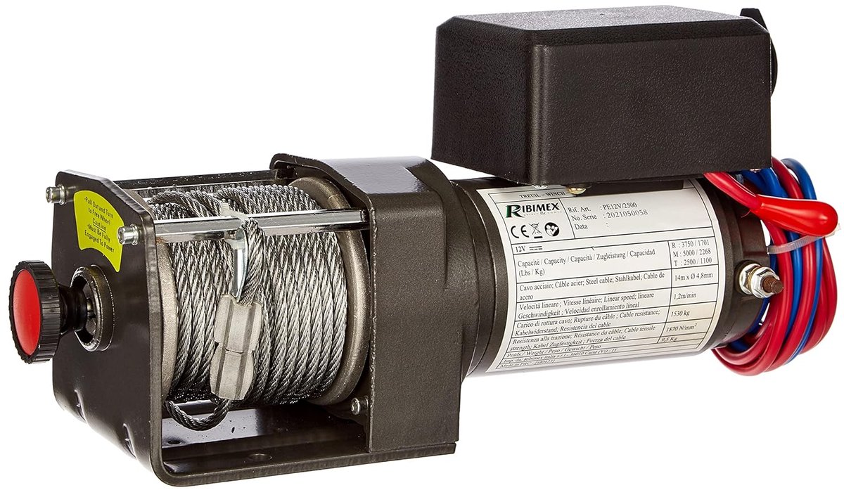 Elektrische Lier - Trekker Lier - Voertuigen Verplaatsen - 12 Volt Aangedreven - 2.2 Ton Capaciteit - Zwart