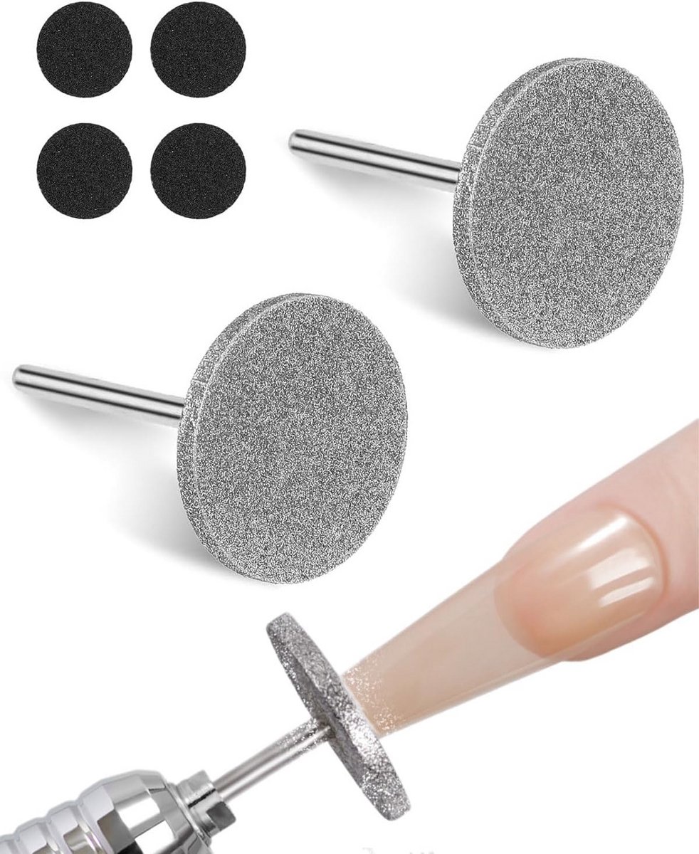 Nagelfrees Opzetstukken - Schuurschijven Set - Dode Huid Verwijderen - Professioneel Schuurpapier - 2 Stuks 20 mm - Grijs