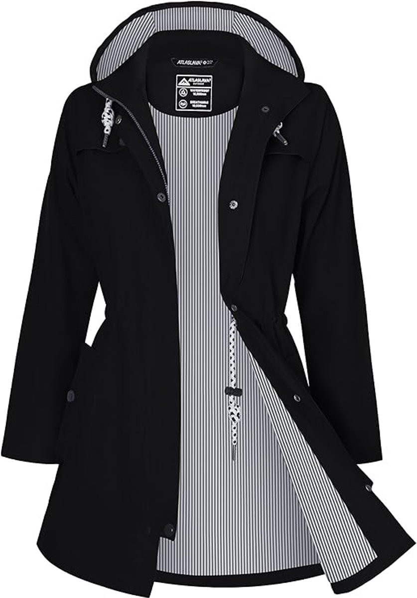 Daity Regenjas dames lang | waterdicht en ademend met capuchon voor buiten - Maat XL