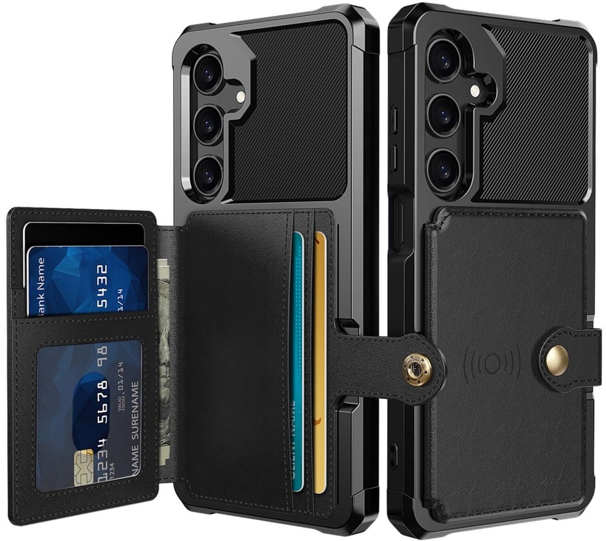 Portemonnee Hoesje Geschikt voor Samsung Galaxy A26 - Back Cover met Pasjeshouder - Telefoonhoesje voor Pinpas - Kaarthouder op Achterkant - Case met Magneet Zwart