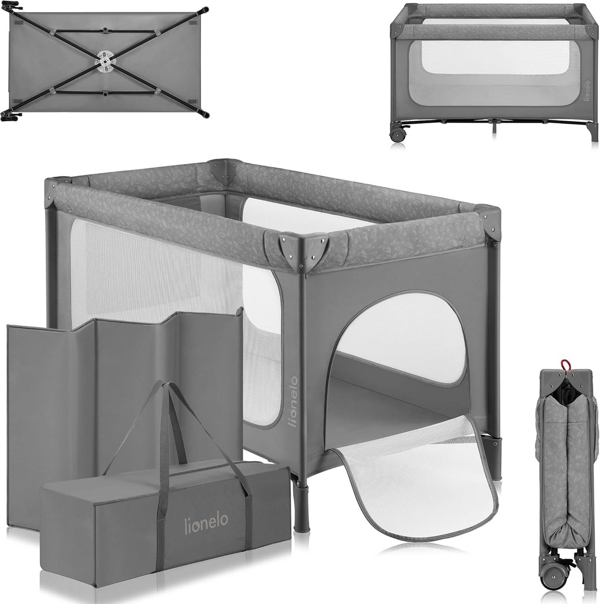 Babybed Campingbed - Reisbed Box - Veilig Slapen - Snel Opvouwbaar - 123 x 67 cm - Grijs