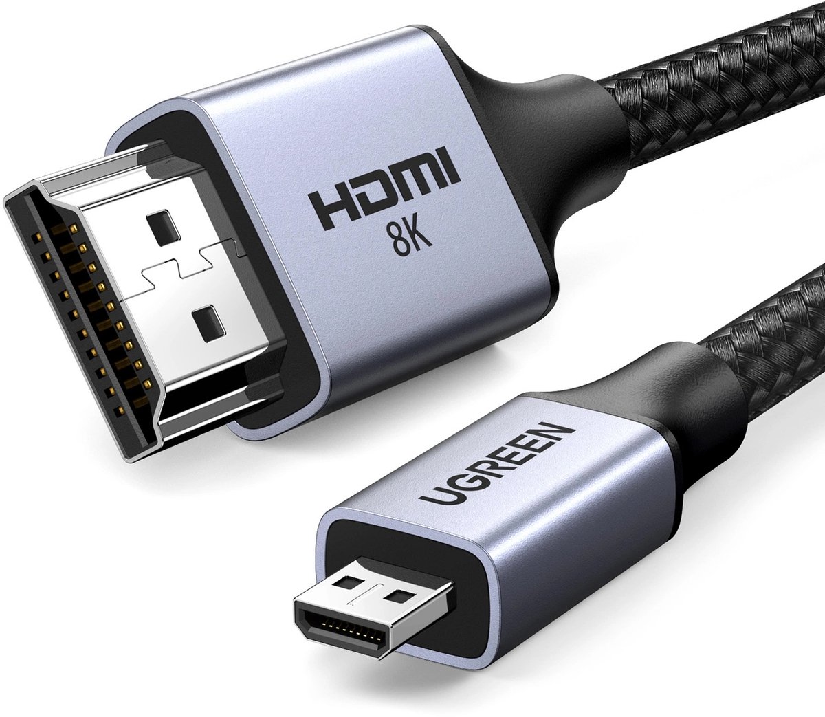 Ugreen HD164 Serie - Micro HDMI naar HDMI Kabel - 8K 60Hz - 1m - Grijs