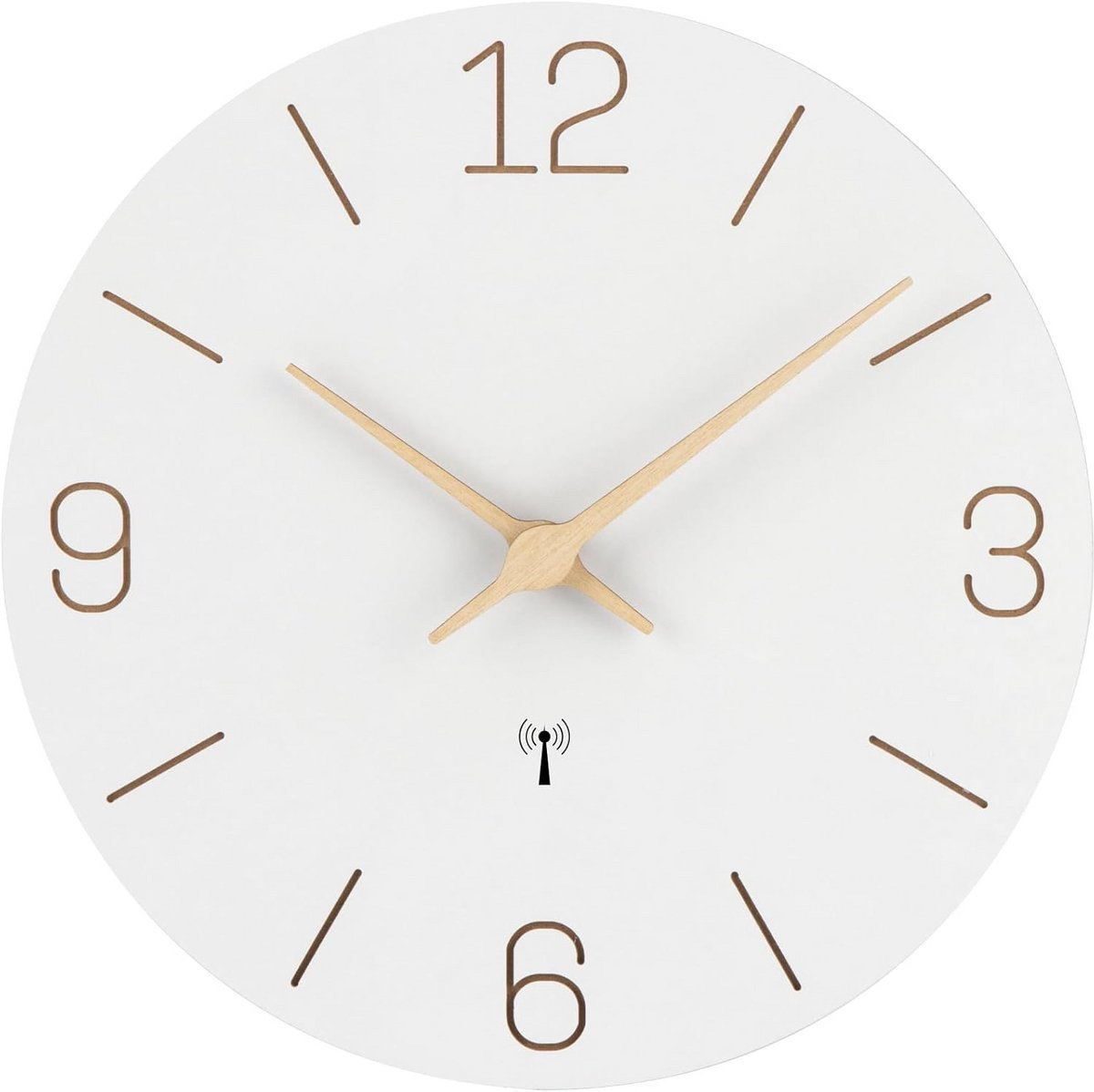 Radio Klok - Stille Wandklok - Tijd Weergeven - Automatische Tijdinstelling - 30 cm - Houtkleur