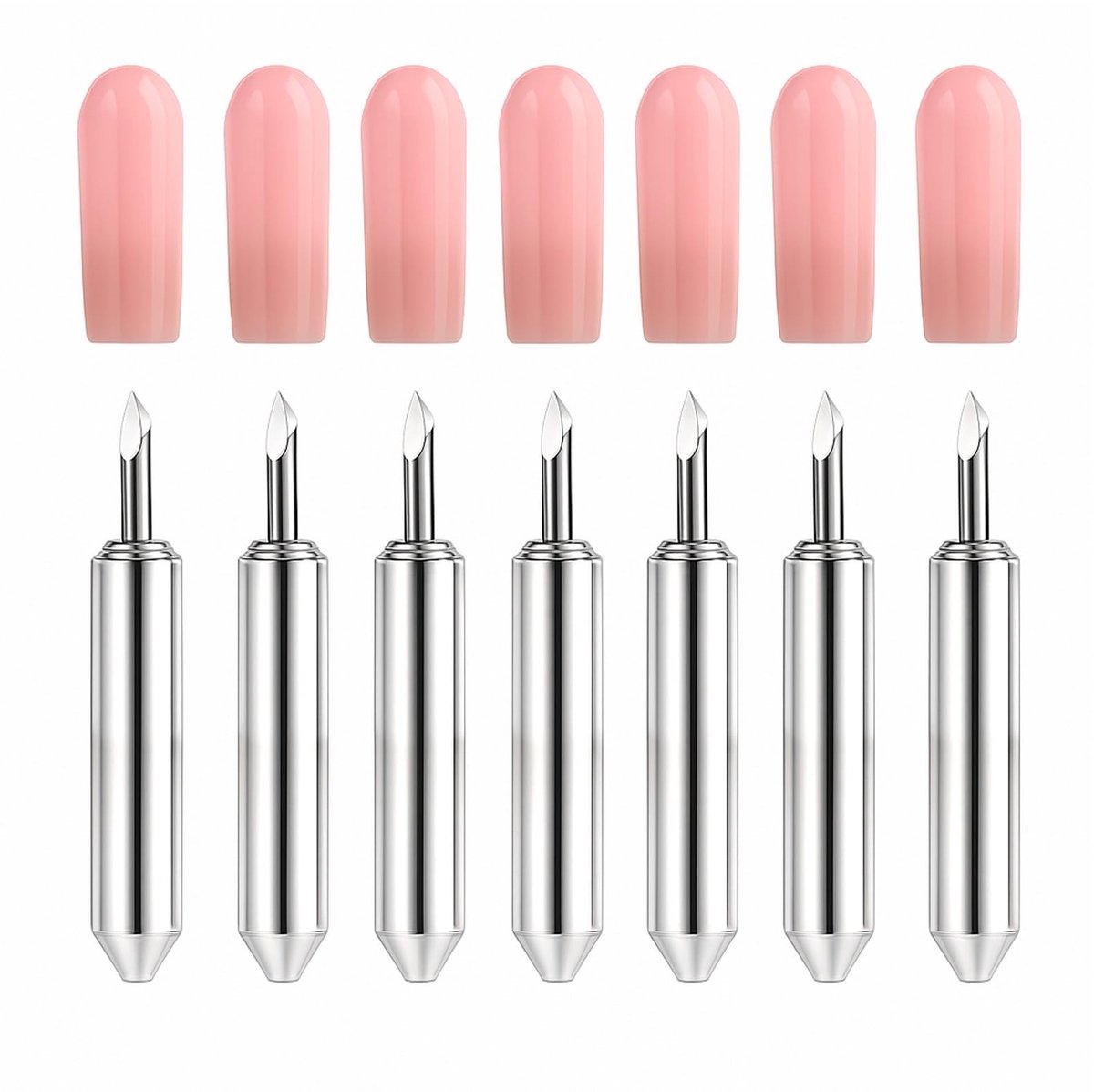 Dailygoods- Snijbladen Set van 7 - Wolfraamstaal - Nauwkeurig Reservemes - Duurzaam Lemmet - Gecentreerd - Inclusief Siliconen Beschermhoes - Reservemesjes