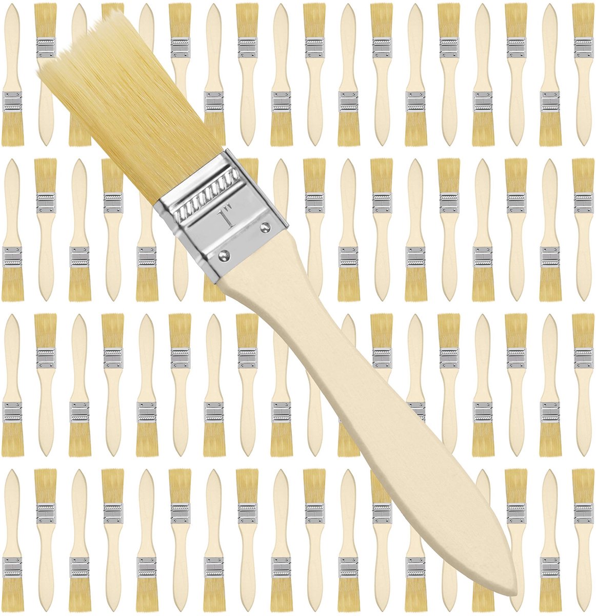 Dailygoods- Verfkwasten Set 72 Stuks - Professionele Houten Handvatten - Herbruikbaar - 2,54cm Breed - 17,5cm Lengte - Voor Verf en Lijm - Verfborstels