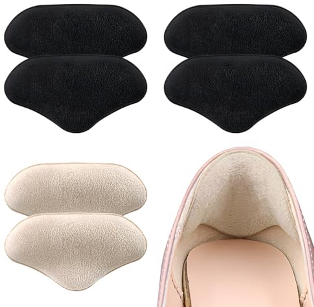 Hielpads - Schoenpatches - Schoenen Passend Maken - Zelfklevend - 6 Stuks - Zwart Huidtint