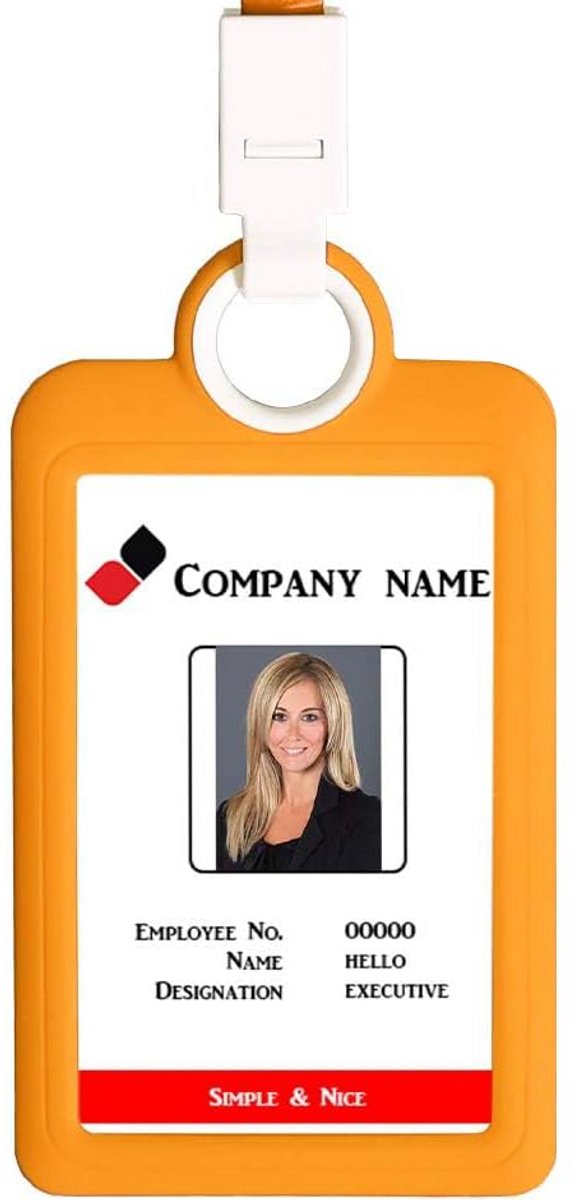 Badgehouder met Lanyard - ID Kaarthouder - Veilig Identificeren - Zacht en Robuust - Verticaal 69x122mm - Geel
