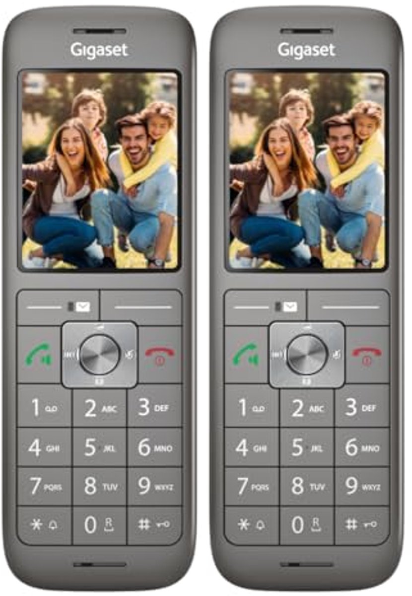 IP Telefoons Duo - Draadloze Handsets - Thuis Bellen - Universeel Compatibel - 400 Contacten - Antraciet Metallic