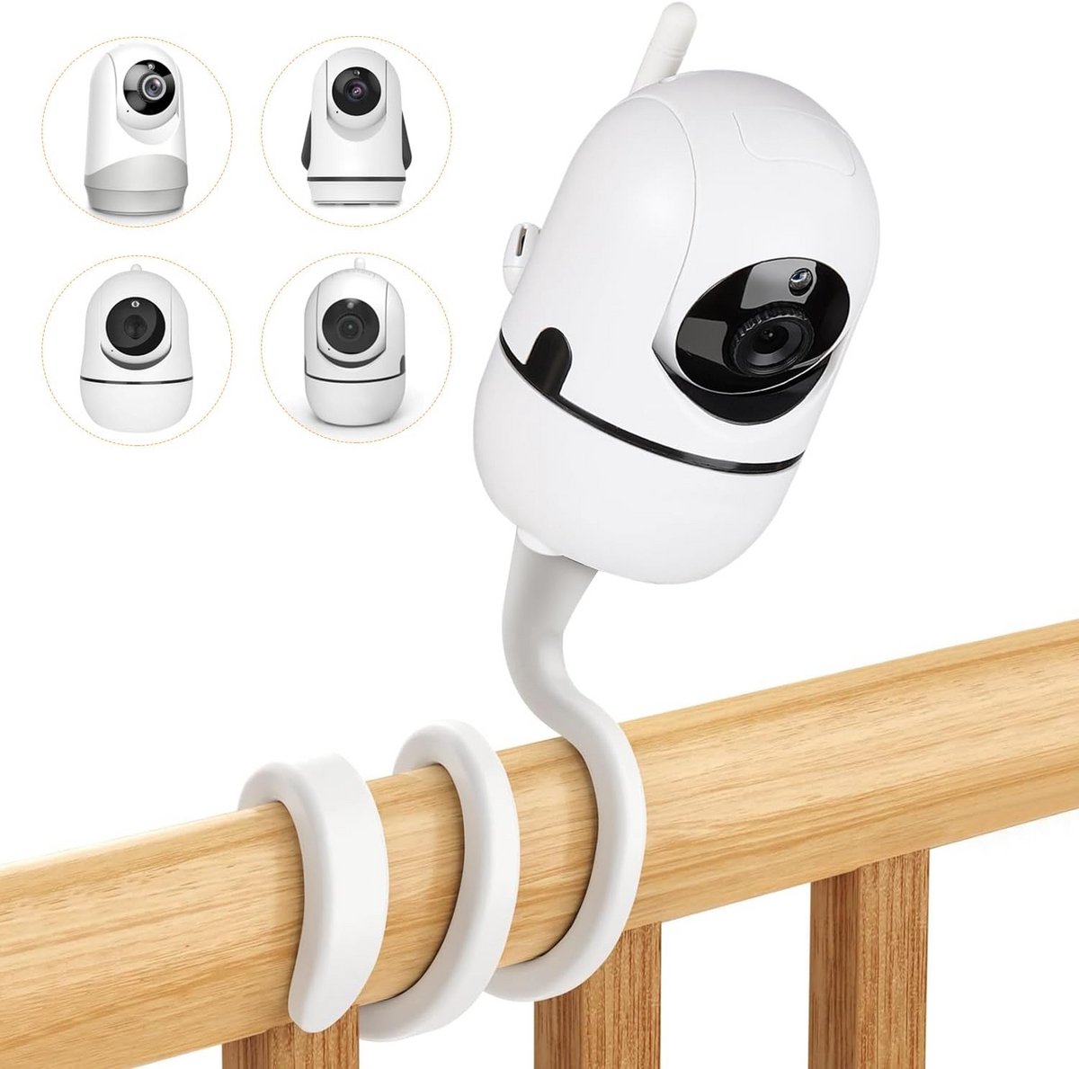 Babyfoon Houder - Flexibele Arm - Babykamer Bewaken - Gereedschapsloze Installatie - 42 cm - Wit