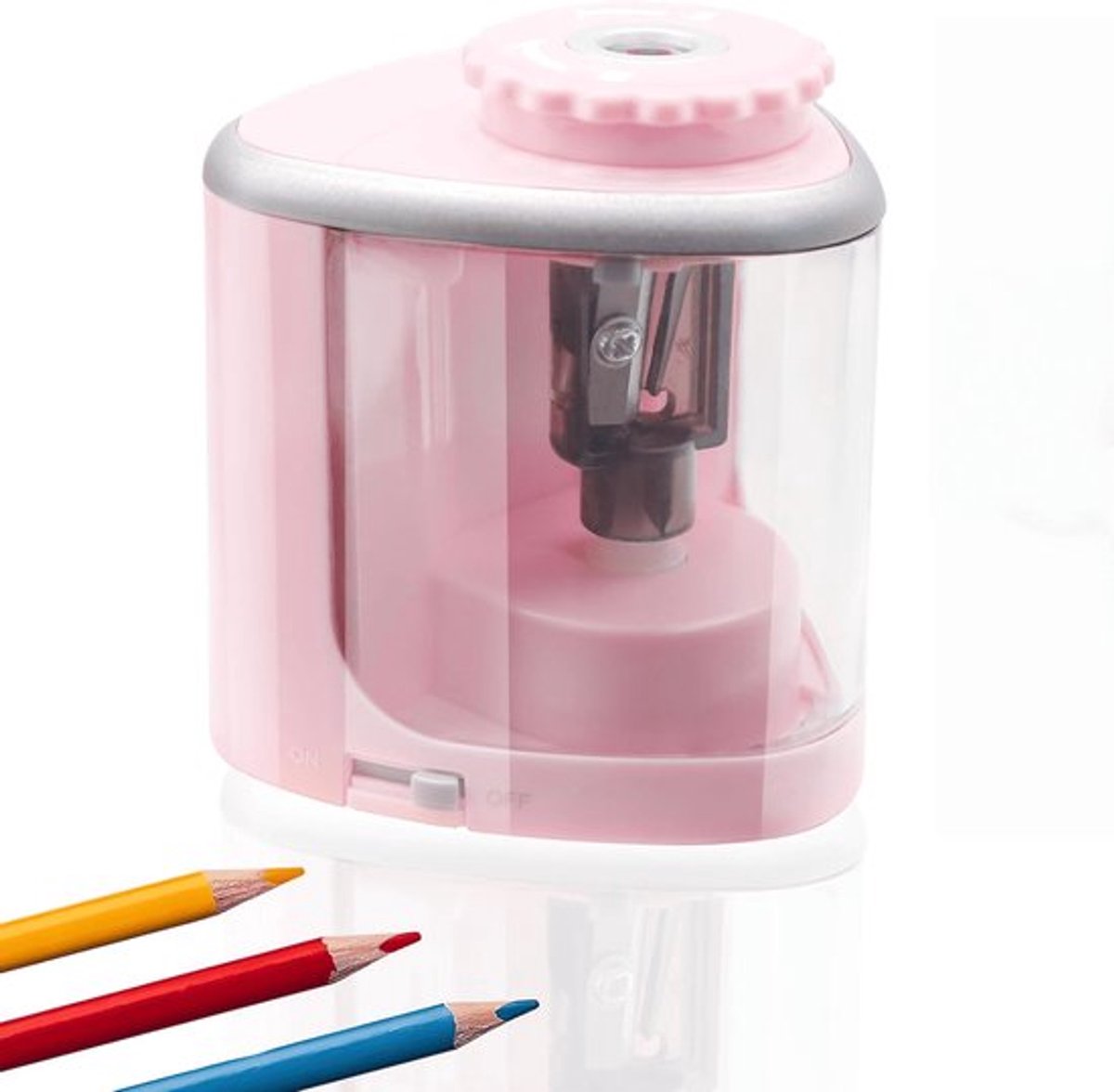Batterij-aangedreven potloodslijpers voor kleurpotloden, draagbare elektrische potloodslijper voor No. 2 HB potloden (6-8 mm), op batterij werkende slijpers voor kunstenaars, klaslokalen, schoolwerk en kantoor - Roze