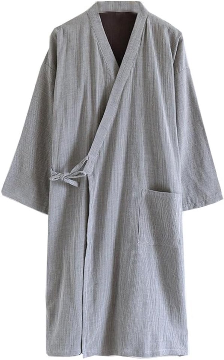 Herendames Badjas - Nachtkleding Kimono - Ontspannen Thuis - Zachte Katoen - One Size - Blauw