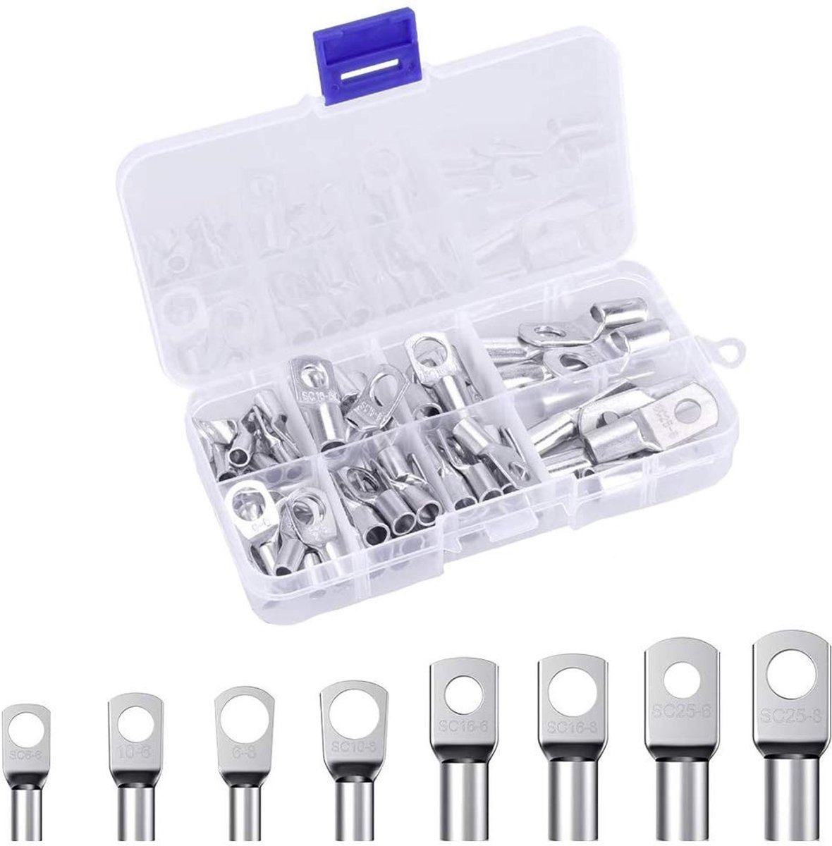 Dailygoods - 60 Stuks Vertind Koperen Klemmen - Diverse Maten - Hoogwaardige Kwaliteit - Geschikt voor Elektrische Draad - Duurzame Connectoren - Idea...