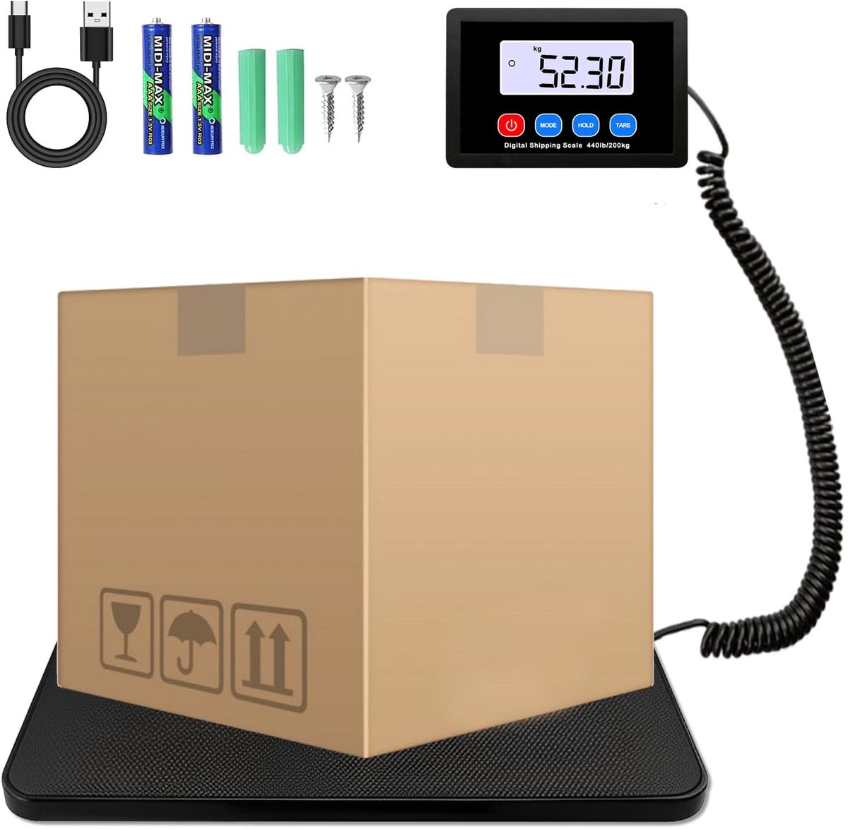 Dailygoods - Digitale Weegschaal 200 kg met LCD-Display en Prijsrekenfunctie