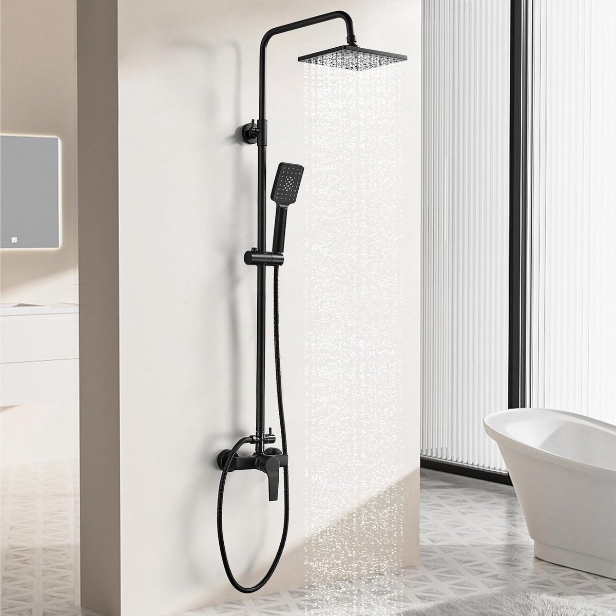 Douche Set - Regendouche Systeem - Badkamer Vernieuwen - Verstelbare Douchekolom - 21x21 c