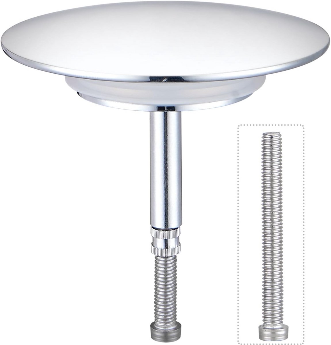 Badstop - Afvoerstop - Badkuip Vullen - Dubbele Afdichting - 72 mm Diameter - Verchroomd
