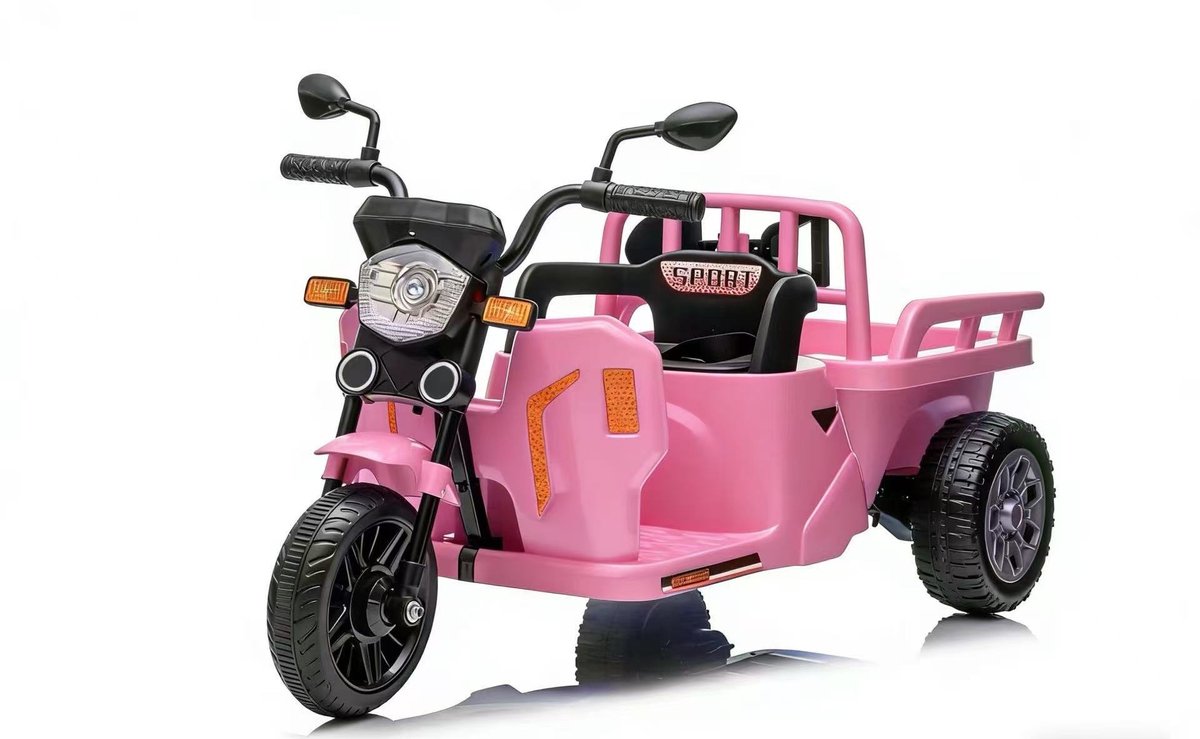 Triumpunpre - Elektrische Kindermotor 12V - Aanhanger & Schep - Afstandsbediening - Bluetooth & LED (Roze, 3-6j)