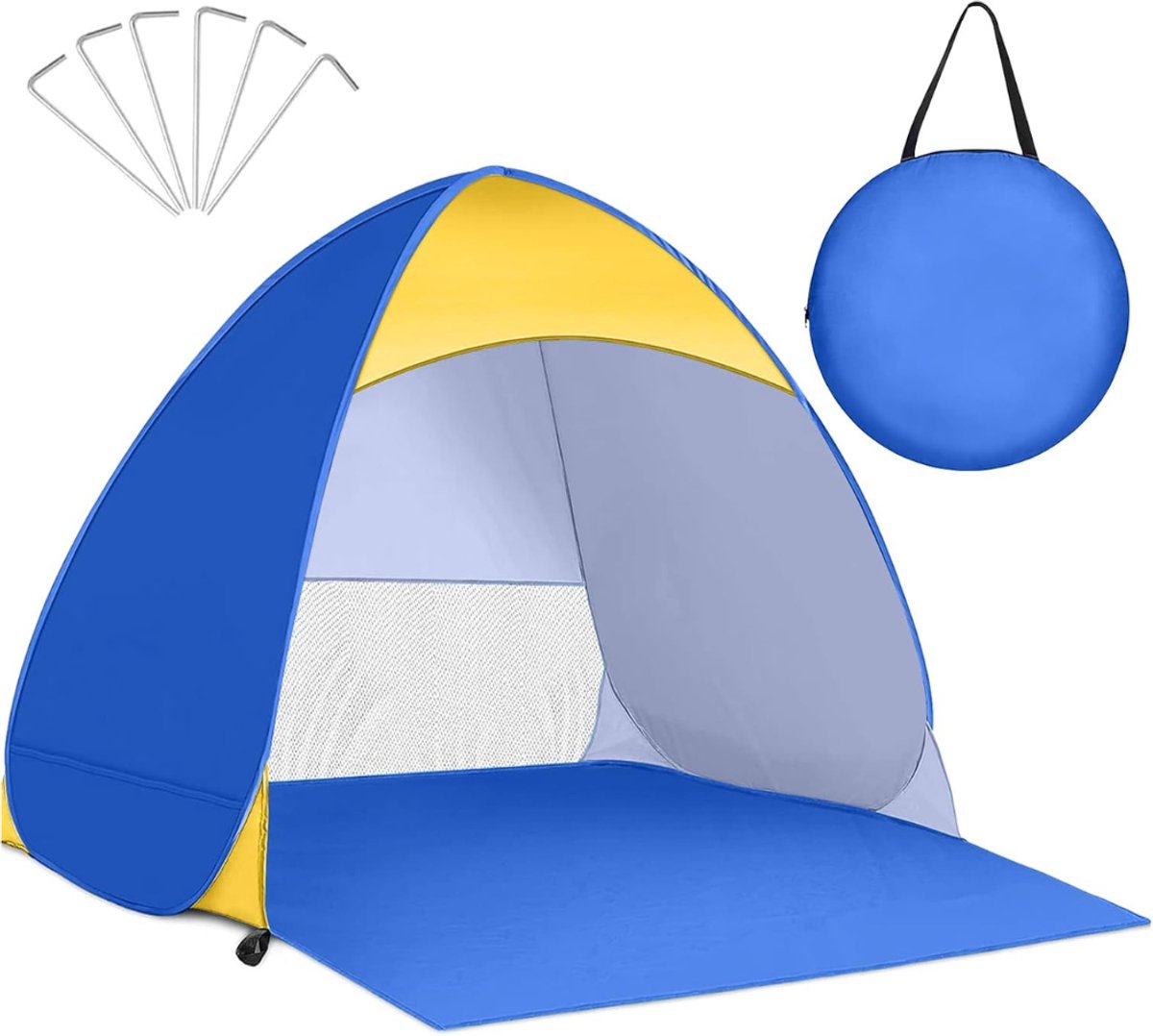 Strandtent uv Bescherming - Strandtent Baby Pop Up Met Dubbele Rits – Strandtentje Extra Licht – Strandschelp –Blauw