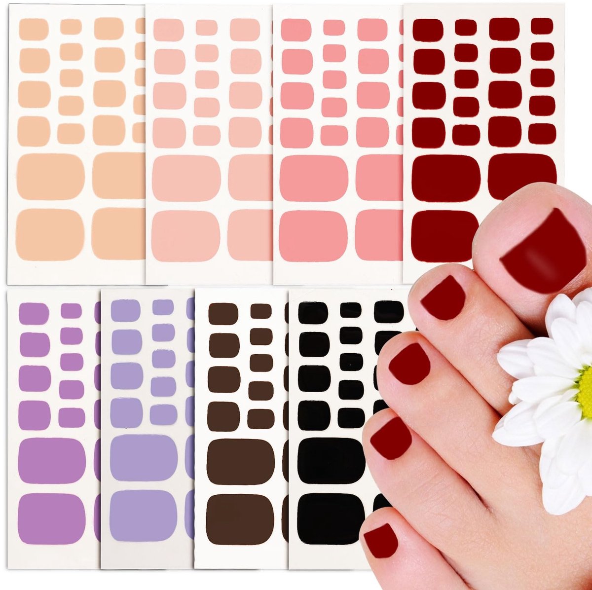 Dailygoods- Nagelstickers Zelfklevend - Teennagel Stickers - Waterdicht - 8 Velletjes - Milieuvriendelijk - Eenvoudig in Gebruik - Teennagelstickers