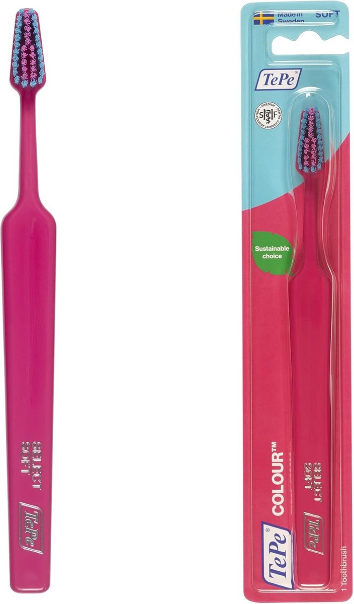 Zachte Tandenborstel - Handtandenborstel Volwassenen - Dagelijkse Mondverzorging - Taps Toelopende Kop - 23.1 cm Lengte - Roze