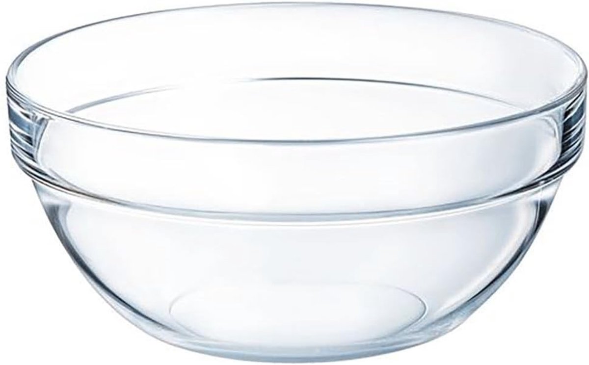 Glas schaal 1800 ml 20 cm - Stapelbare transparante fruitschaal of slakom