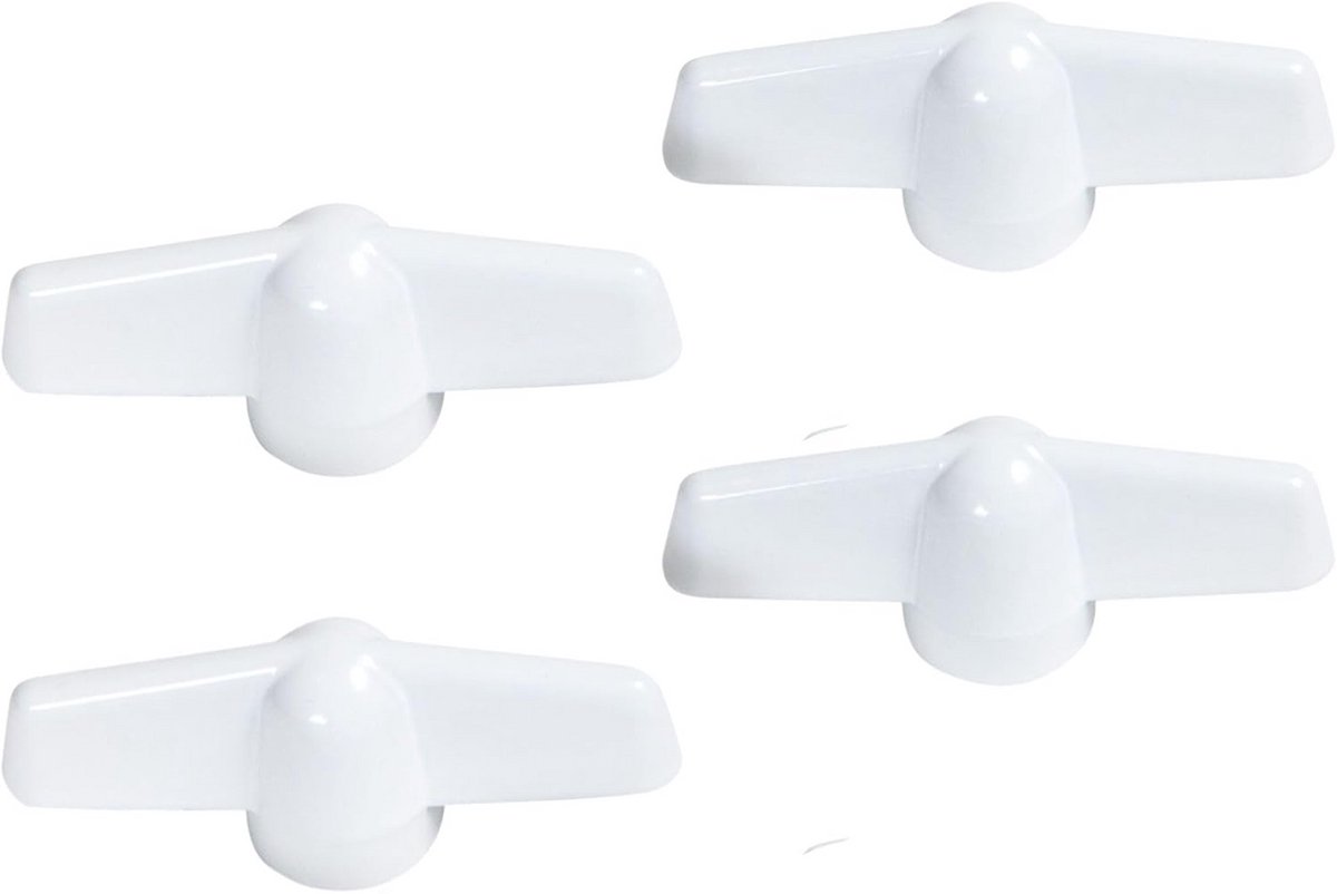 Set van 4 witte raamtangen voor alle ramen met spline as van 0,9 cm