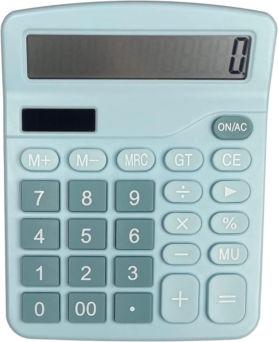 Desktop Rekenmachine - Basis Calculator - Kantoor Werk - Grote Knoppen LCD - 12 Cijfers - Zwart