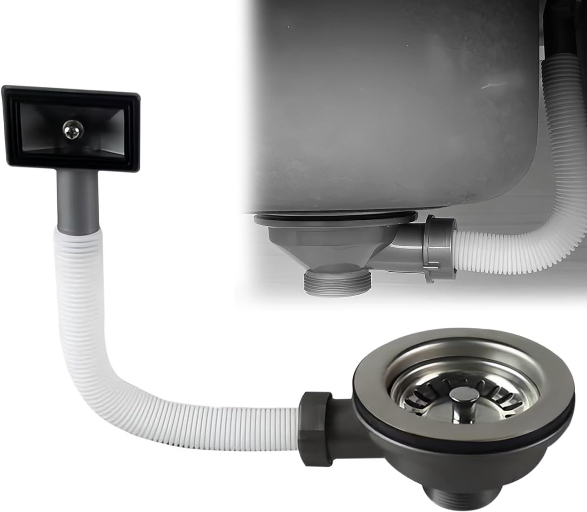 Afvoerzeef Keuken - Douchegoot - Snel Afvoeren - Met Overloop - 114 mm Diameter - Zilver