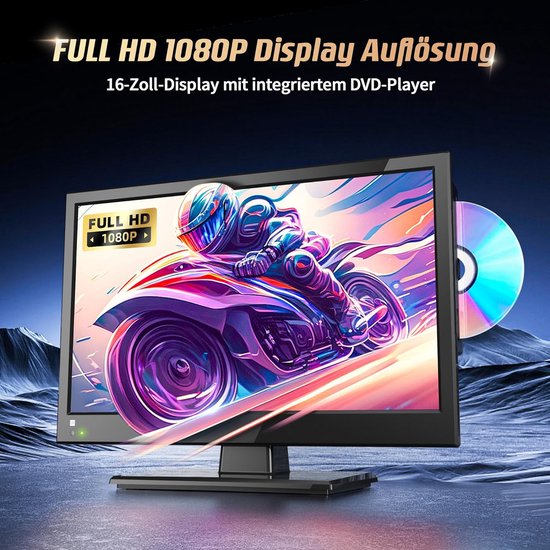 Mini TV met DVD - Draagbare televisie - Kijken en afspelen - Ingebouwde DVD speler - 16 inch scherm - Zwart — afbeelding 3