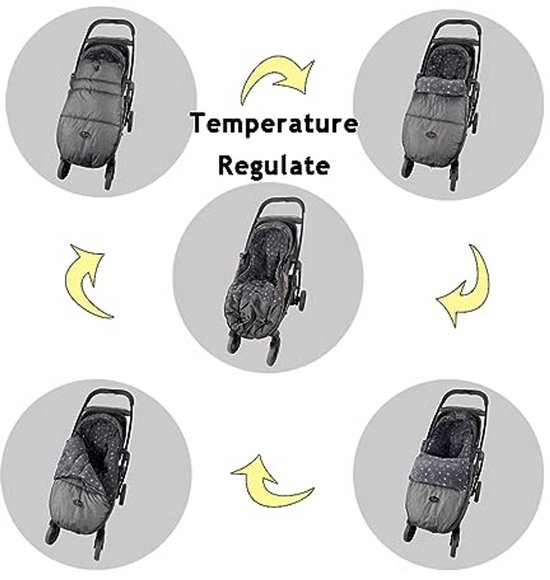 Kinderwagen voetenzak - Buitendeken capuchon - Warmte buiten - Universele pasvorm - 1016 cm - Heidegrijs — afbeelding 4