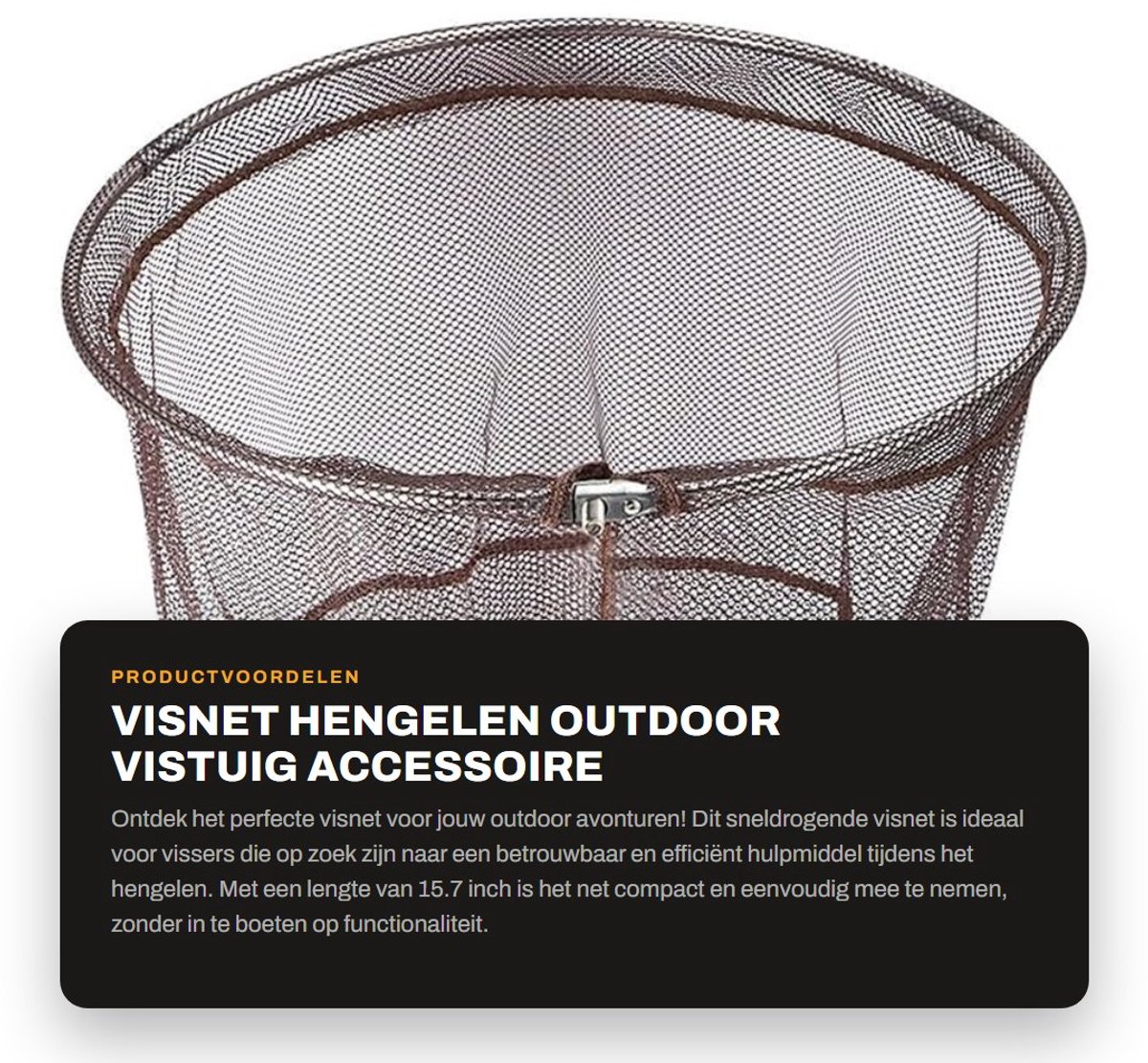 Dailygoods- Visnet Sneldrogend - Schepnet Vissen - Multifunctioneel Net - Drielaags Roestvrij Staal - Outdoor Accessoire - Sterke Ondersteuning