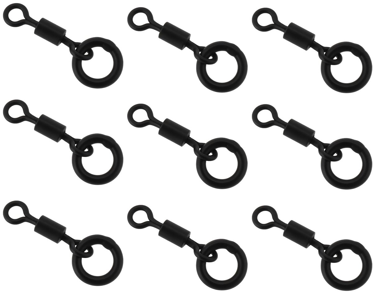 Dailygoods- Micro Ring Swivel 50 Stuks - 20# Specificatie - Compact - Lichtgewicht - Roestvrij Staal - Corrosiebestendig - Zwart Matte Afwerking - Visserswart