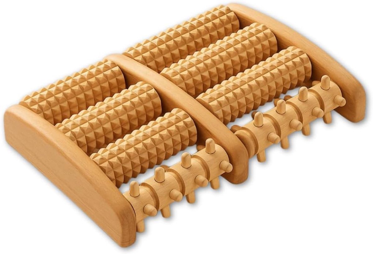 Voetmassage Roller - Voetreflex Zone - Ontspanning Spieren - Stimuleert Reflexzones - 29 x 19 x 6 cm - Houtkleur