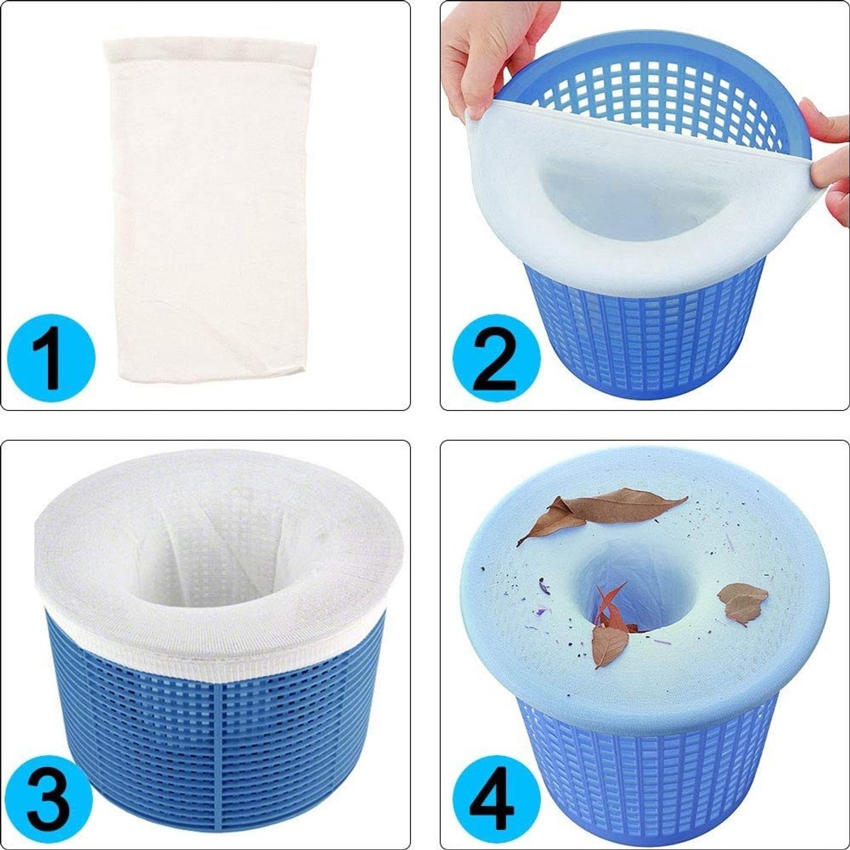 Dailygoods- Zwembadfiltersokken 10-pack - Bescherming voor zwembadmanden - Filters en skimmers - Duurzaam nylon gaas - Verlengt levensduur filtersysteem - Zwembadsok