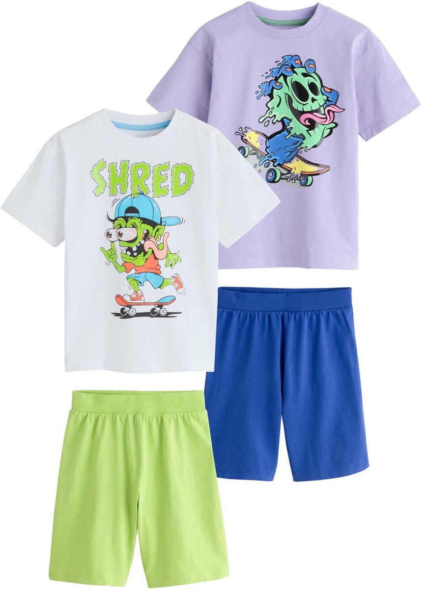 Next - Jongens - Set van 2 korte pyjama's - Groen