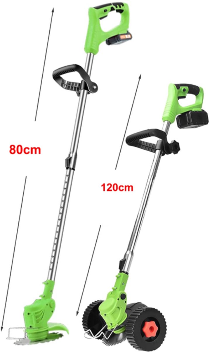 Green-Power Lithium-ion Grasmaaier – Compacte Multifunctionele Grasmaaier voor Thuisgebruik – Oplaadbaar Handgereedschap voor het Snoeien van Takken en Gazon – D-vormig Handvat – Accuduur van 45-60 minuten – Telescopische Handgreep – foto 5
