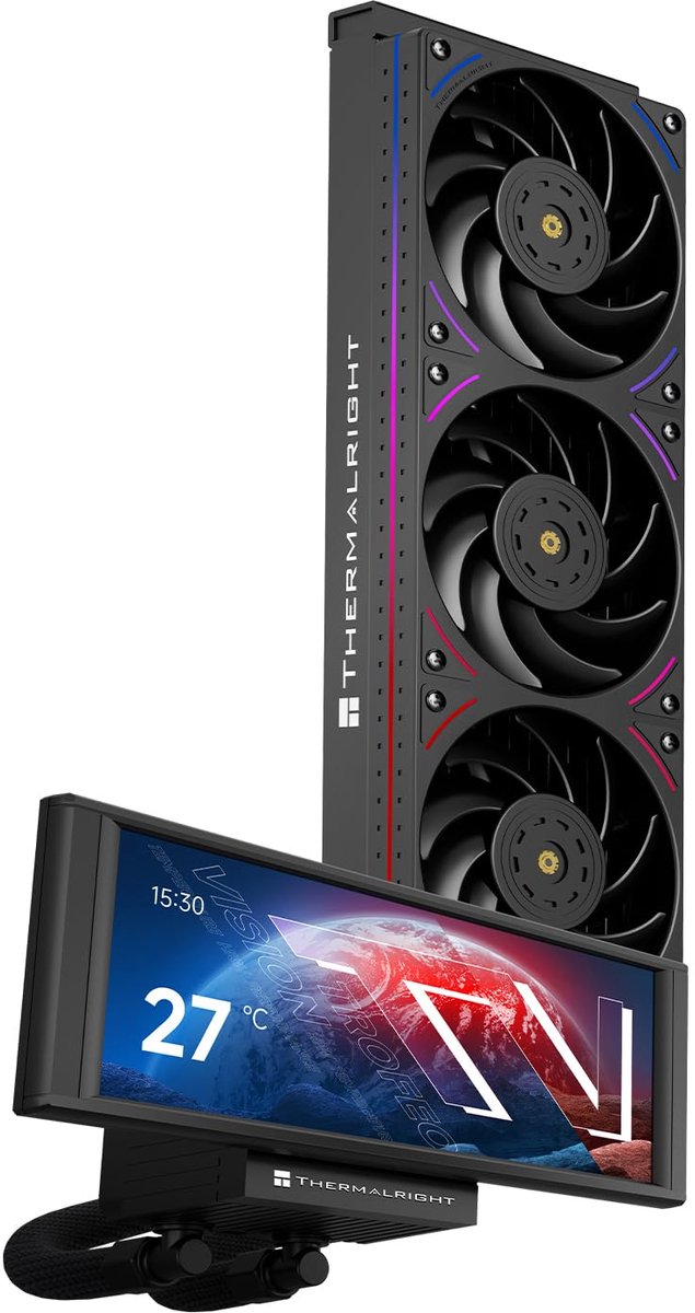 CPU Waterkoeler - Gesloten Koelsysteem - Computer Onderdelen - 6.86 Inch IPS Display - 403 x 120 mm - Zwart
