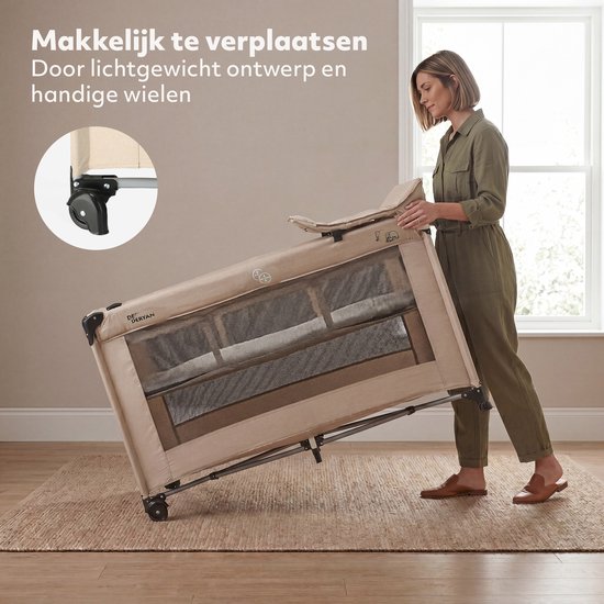 Deryan Luxe Campingbed - Inclusief transporttas - Inclusief verschoonblad -Inclusief bodemverhoger - Cream van Deryan — afbeelding 5
